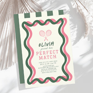 Perfect Match Tennis Green Wavy Bridal Shower Invitation