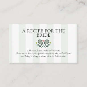 Perfect Match Tennis Recipe Request Bridal Shower Enclosure Card
