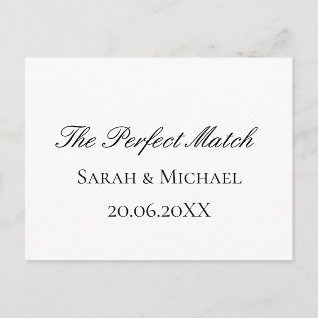 Perfect Match Wedding Matchbox–PersonalizedEdition Postcard (Front)