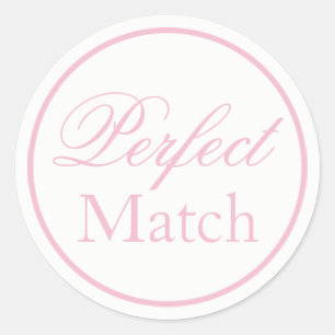 "Perfect Match" Wedding Sticker Blush Pink
