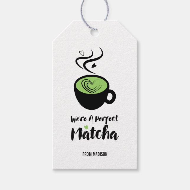 Perfect Matcha Valentine Love Gift Tags (Front)