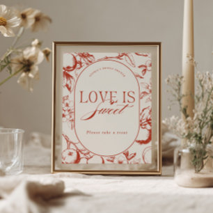 Perfect One Apple Bridal Shower Love is Sweet Poster