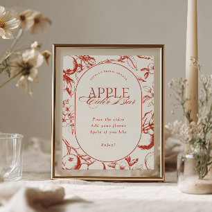 Perfect One Bridal Shower Apple Cider Bar Poster