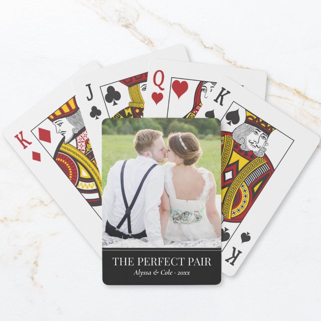 Perfect Pair Custom Wedding Photo Playing Cards (elegant chic stylish the perfect pair wedding photo poker playing cards)