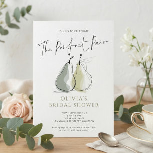Perfect Pair Doodle Pears  Bridal Shower Invitation