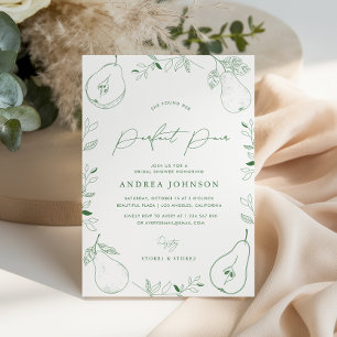 Perfect Pair Hand Drawn Pear Theme Bridal Shower Invitation