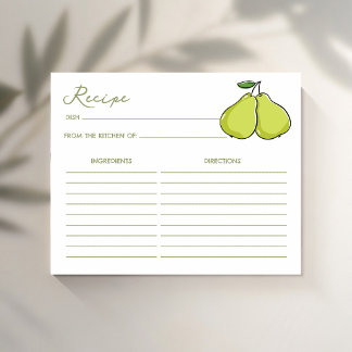 Perfect pair pear bridal shower recipe card