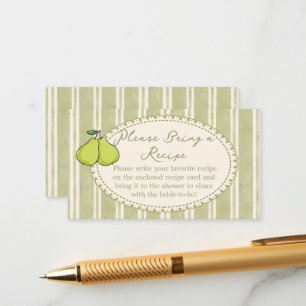 Perfect pair pear bridal shower recipe enclosure card