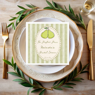 Perfect pair sage green stripe pear bridal shower napkin