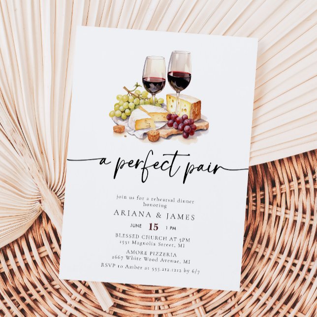 Perfect Pair Wine Cheese Rehearsal Dinner Invitation (Creator Uploaded)