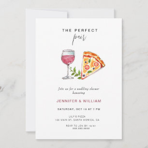 Perfect Pair Wine Pizza Couple's Shower Invitation