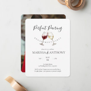 Perfect Pairing Wine Glass Theme Engagement Party Card