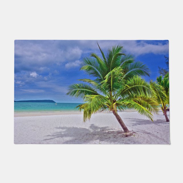 Perfect Palm Tree Tropical Island Beach Doormat (Front)