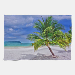 Perfect Palm Tree Tropical Island Beach Tea Towel