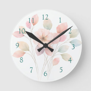 Perfect Pastel Florals Round Clock