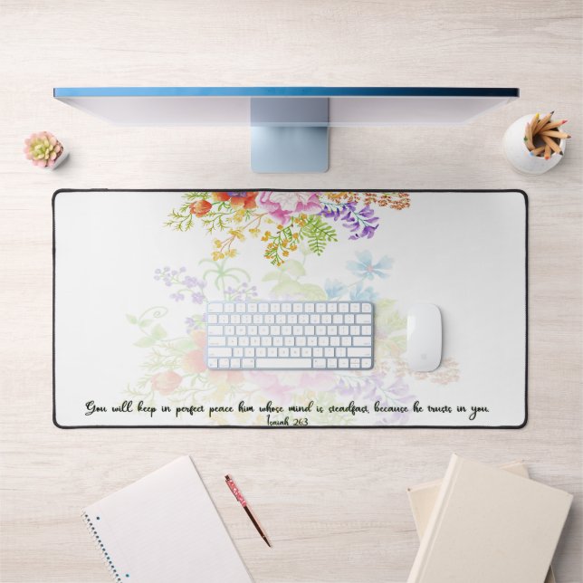 Perfect peace floral scripture desk mat (Office 1)