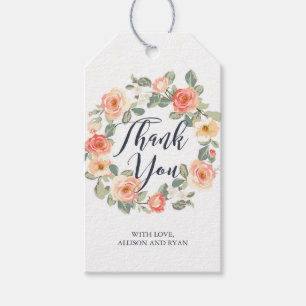Perfect Peach Floral Thank You Favour and Gift Tag