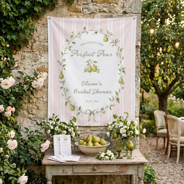 Perfect Pear Bridal Shower Backdrop Tapestry (Creator Uploaded)