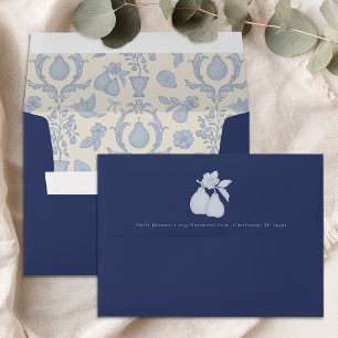 Perfect Pear Bridal Shower Blue Damask Envelope