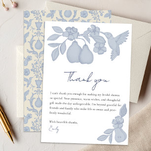 Perfect Pear Bridal Shower   Blue Thank You Card