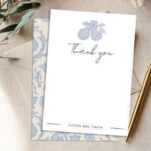 Perfect Pear Bridal Shower Blue Thank You Note Card