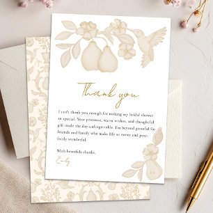 Perfect Pear Bridal Shower   Gold Thank You Card