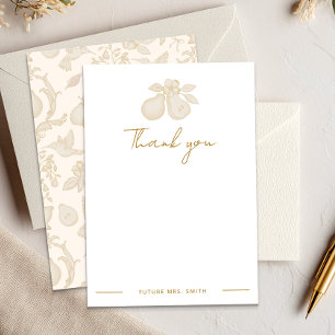Perfect Pear Bridal Shower   Gold Thank You Note