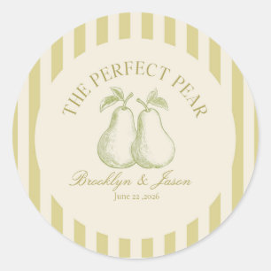 Perfect Pear Bridal Shower Paper Plates Classic Round Sticker
