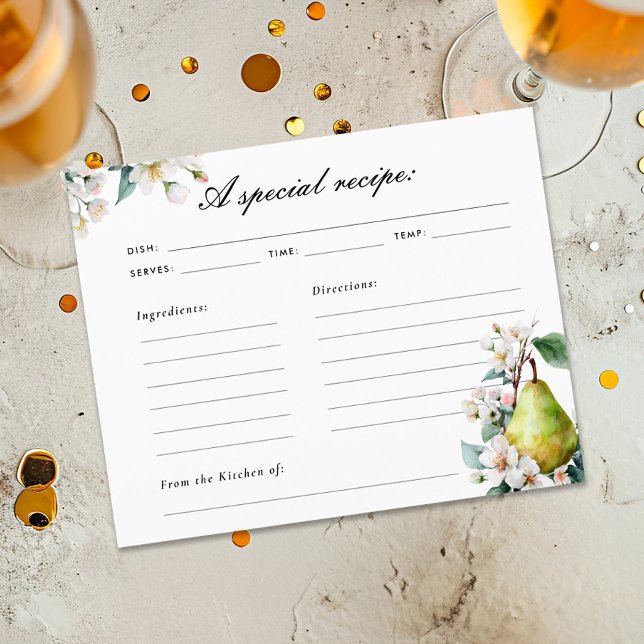 Perfect Pear Bridal Shower Recipe Card (Creator Uploaded)
