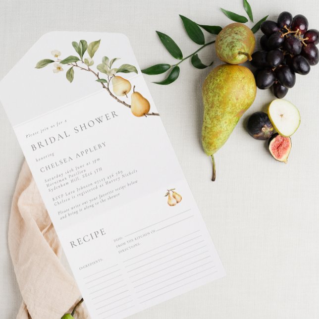 Perfect Pear Bridal Shower Recipe Card Tear off  (Creator Uploaded)