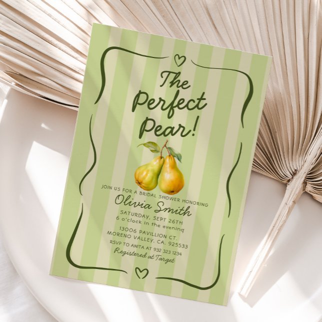 Perfect Pear Bridal Shower Retro Invitation (Creator Uploaded)
