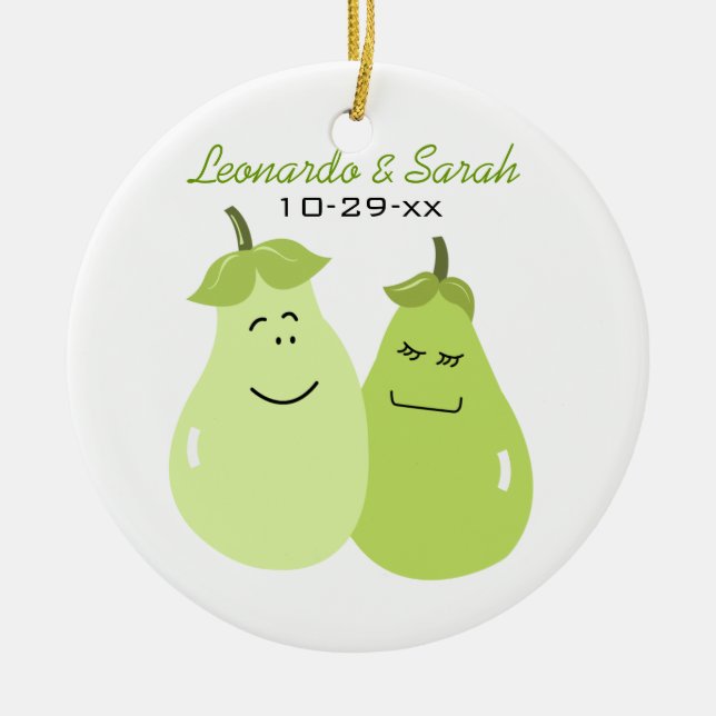 Perfect Pear Couple Circle Custom Ornament (Front)