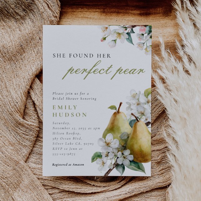 Perfect Pear Floral Bridal Shower Invitation (Creator Uploaded)