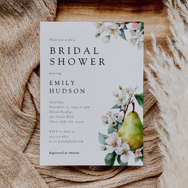 Perfect Pear Floral Bridal Shower Invitation (Creator Uploaded)