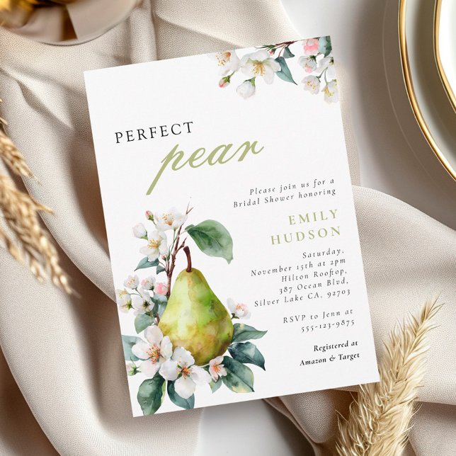 Perfect Pear Floral Bridal Shower Invitation (Creator Uploaded)