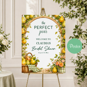 Perfect Pear Green Gingham Bridal Shower Welcome Poster