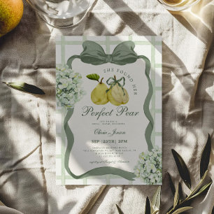 Perfect Pear Pair Sage Green Bridal Shower Invitation