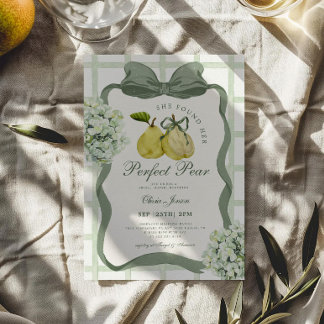 Perfect Pear Pair Sage Green Bridal Shower Invitation