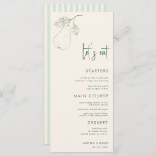 Perfect Pear Pair Theme Let's Eat Script Wedding Menu