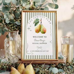 Perfect Pear Retro Old Money Bridal Shower Welcome Poster