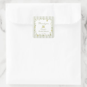 Perfect Pear Sage Green Bridal Shower Square Sticker