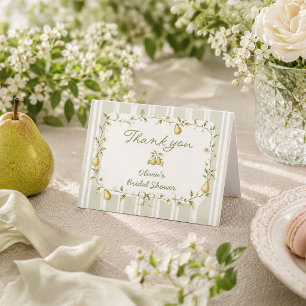 Perfect Pear Sage Green Bridal Shower  Thank You Card