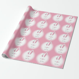 Perfect Pink Happy Easter Bunny Wrapping Paper