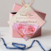 Perfect Pink Roses Wedding Favour Tags