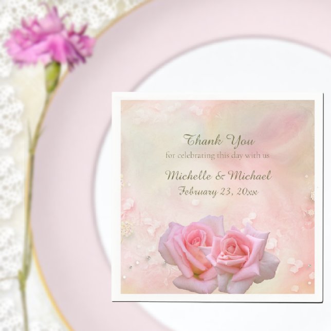 Perfect Pink Roses Wedding  Napkin (Creator Uploaded)