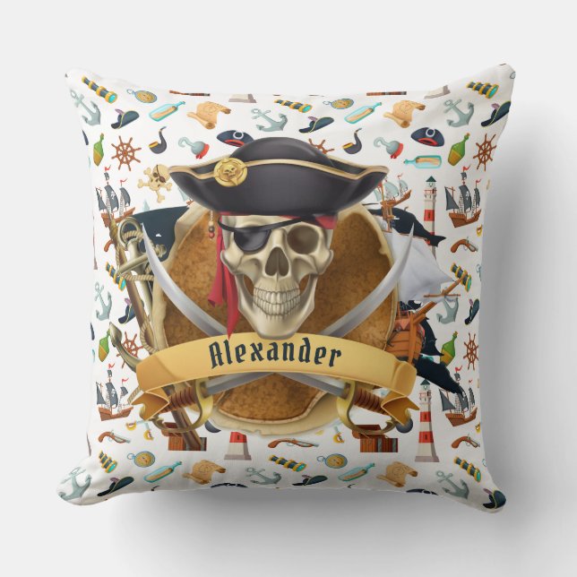 Perfect Pirate Pattern PERSONALIZE  Cushion (Front)