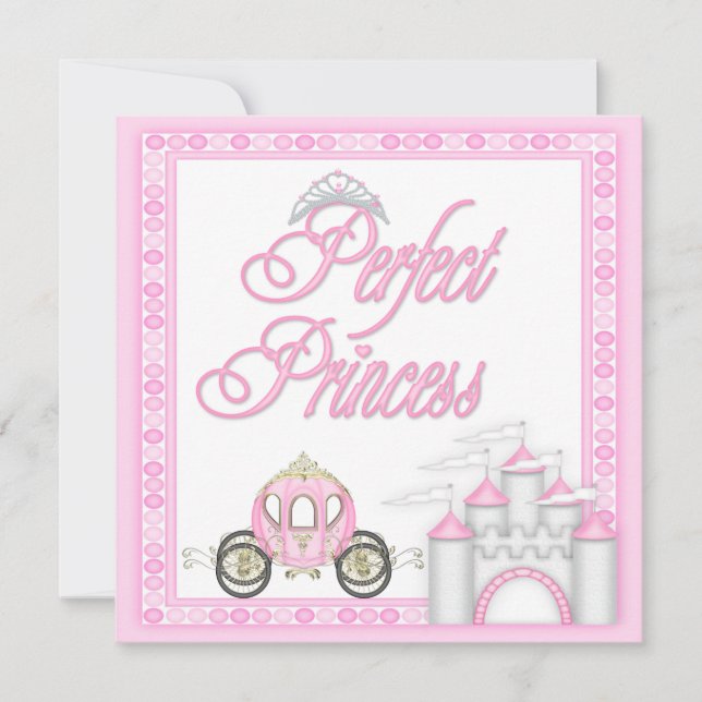 Perfect Princess Baby Shower Coach and Castle Invitation (Front)