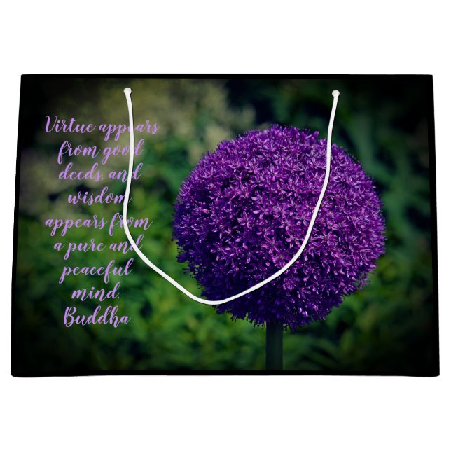 Perfect Purple Allium Flower Motivational Quote Large Gift Bag (Front)