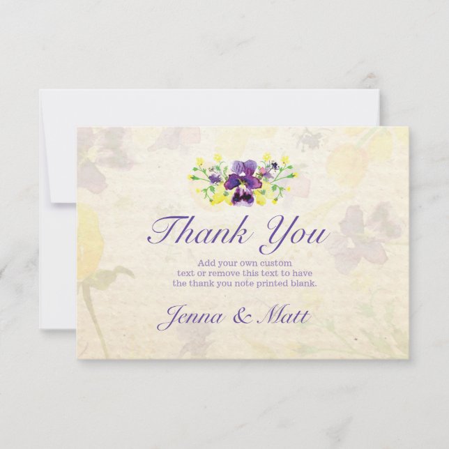 Perfect Purple Pansies Thank You Cards (Front)