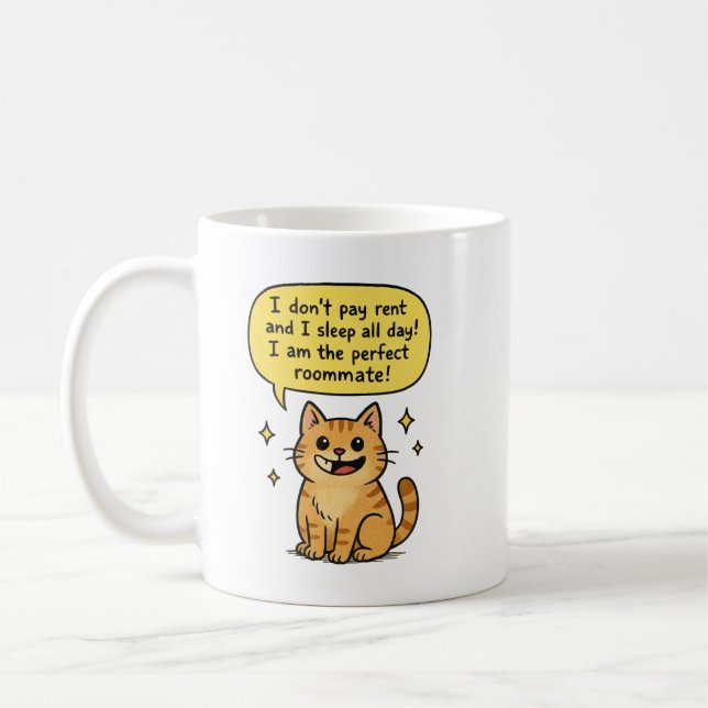 Perfect Roommate Cat  Coffee Mug (Left)